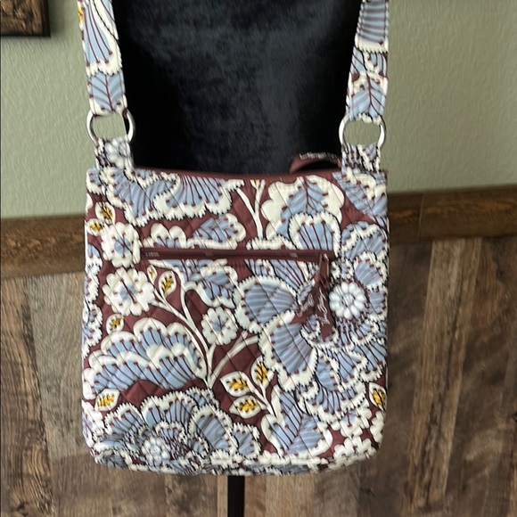 VERA BRADLEY Brown Blue Floral Pattern Crossbody Bag - Picture 5 of 11